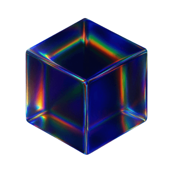 Cubo de vidro translúcido